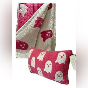Bundle Pink and White Ghost Decorative Pillow And Throw